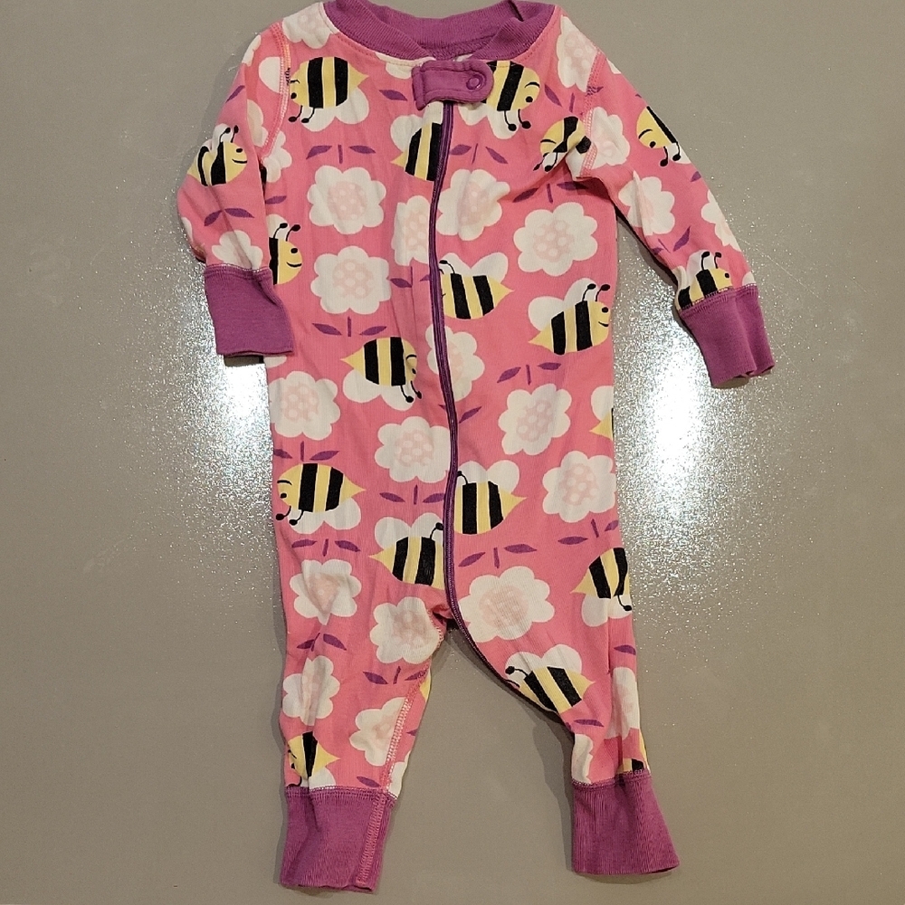 Pink Bee Print Kids One Piece